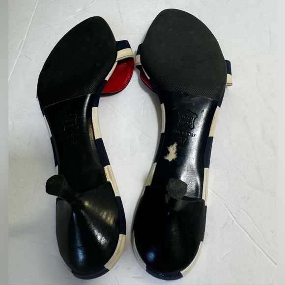 Moschino Vintage Y2K Poppy Floral Striped Kitten Heel Mules Slides Sandals Shoe - Picture 14 of 16